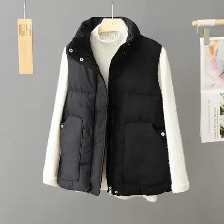 羽绒棉马甲女坎肩2024秋冬新款时尚学生外穿马夹韩版宽松棉袄外套图片