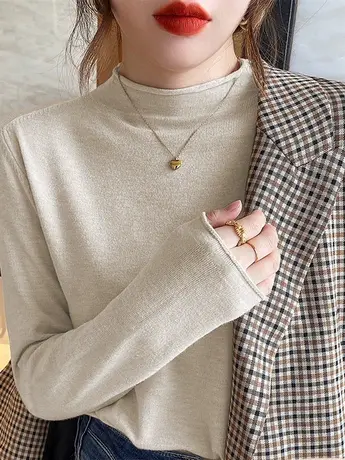 爆款毛衣半高领打底衫2024年早春秋冬季新款内搭针织衫女装上衣服图片