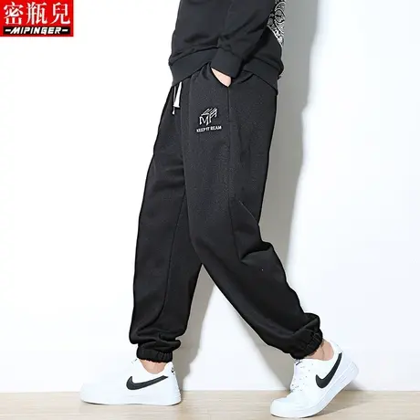 密瓶儿肥佬休闲裤男宽松秋季男士潮牌裤子潮流加肥加大男装运动裤商品大图