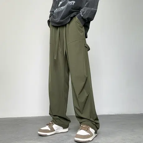 美式vibe高街冰丝冲锋裤男夏军绿色裤子速干伞兵裤潮牌直筒工装裤商品大图