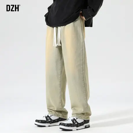 男士黄泥色牛仔裤男宽松直筒春夏款休闲长裤2023新款美式高街裤子商品大图