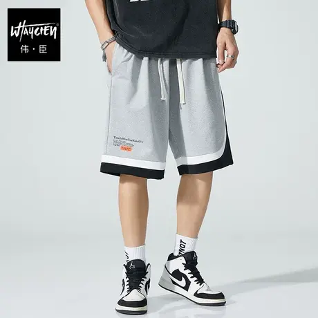 伟臣潮牌大码男装运动短裤男胖子加肥加大宽松拼接休闲肥佬五分裤商品大图