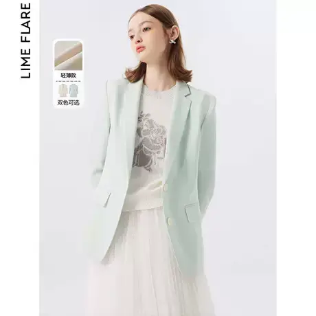 莱茵福莱尔2023休闲收腰七分袖透气外套夏季奥莱气质时尚西装小众图片