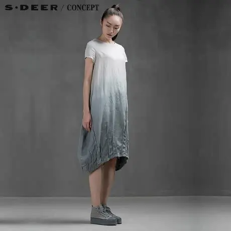 sdeer圣迪奥女装古朴纯麻女士连衣裙S15281237图片