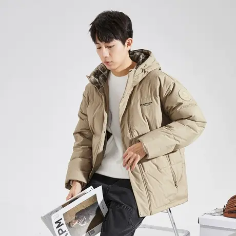 唐狮2023冬季新款羽绒服男撞色拼接短款连帽面包服潮上衣外套12.1图片