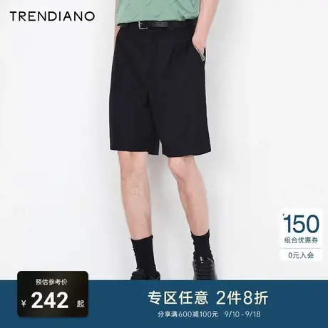 TRENDIANO潮牌官方夏季男装裤子时尚简约百搭黑色西装休闲裤短裤商品大图