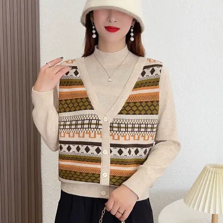 假两件半高领毛衣女款2023新款秋冬爆款小个子内搭针织打底衫冬季图片