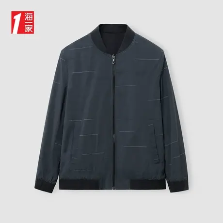 海一家时尚棒球领两面穿外套2024春季新款时尚印花简约男士夹克商品大图