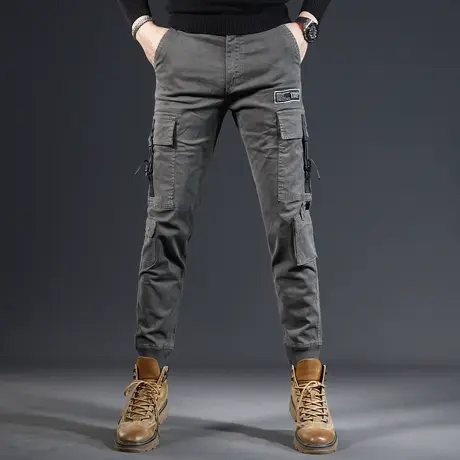 美式休闲工装裤男秋冬款2023新款修身束脚潮牌2023新款男士裤子商品大图