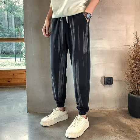 春秋季休闲长裤运动哈伦2023新款拼色潮男痞帅个性百搭卫裤束腿裤商品大图