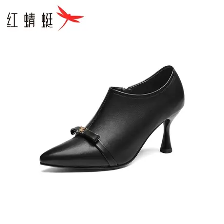 红蜻蜓高跟靴女春秋季时装短靴女士细跟靴子尖头通勤女靴商品大图