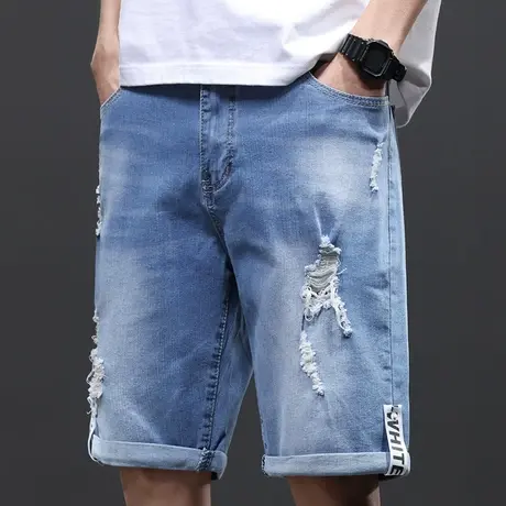 夏季潮牌痞帅乞丐破洞五分休闲牛仔短裤夏天男士外穿大裤衩夏裤子商品大图