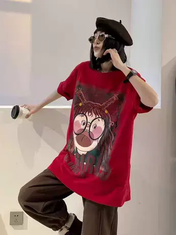 春秋季新款短袖t恤女显瘦大码女装宽松半袖上衣打底显瘦休闲衣服商品大图