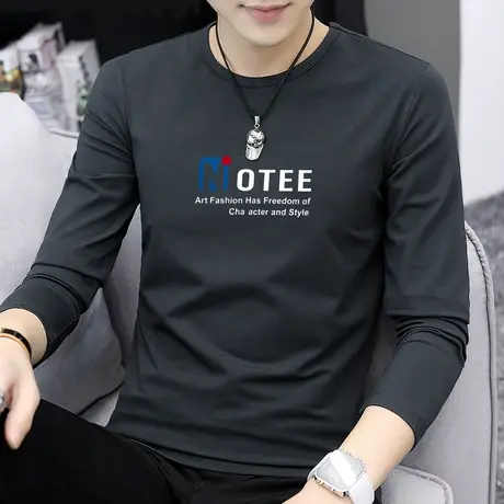 莫代尔秋季长袖t恤男士内搭圆领秋衣男生打底衫卫衣新款潮流小衫商品大图