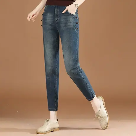 韩潮袭人复古高腰牛仔裤女秋季2023新款宽松显瘦直筒哈伦长裤子商品大图