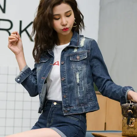 牛仔外套女短款修身韩版新款显瘦学生长袖春秋牛仔服上衣大码1221图片