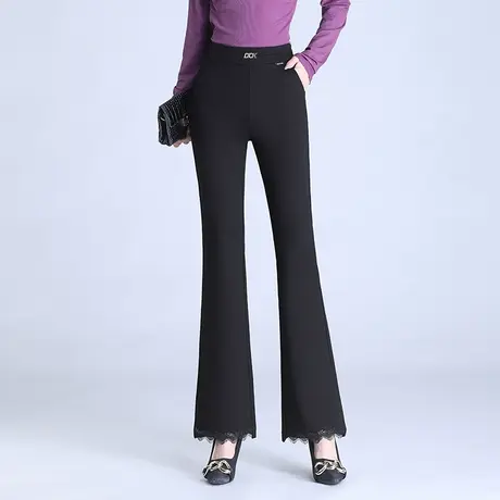 高腰弹力喇叭女裤2023秋季新款显瘦遮胯休闲裤小个子专属喇叭裤商品大图