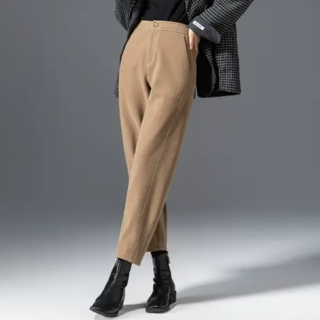 毛呢裤子女秋冬2023新款休闲九分哈伦裤老爹裤妈妈女裤冬季萝卜裤商品大图