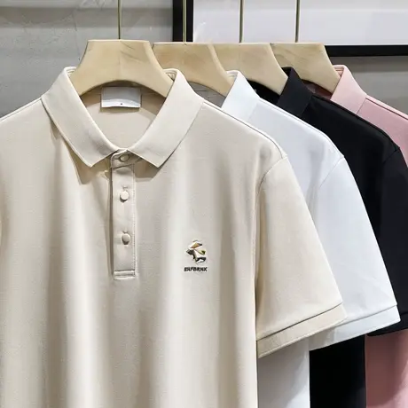 短袖t恤男带领翻领保罗POLO衫夏季商务潮牌小兔刺绣简约有领半袖商品大图