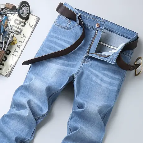 秋冬牛仔裤长裤男弹力宽松直筒大码简约百搭休闲时尚商务上班工作商品大图