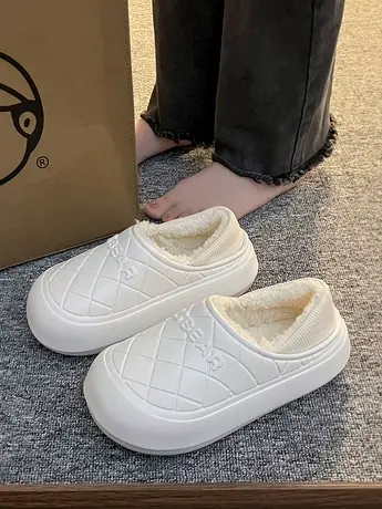 防水棉拖鞋女士冬季包跟室内家居厚底保暖产后月子情侣棉鞋男外穿商品大图