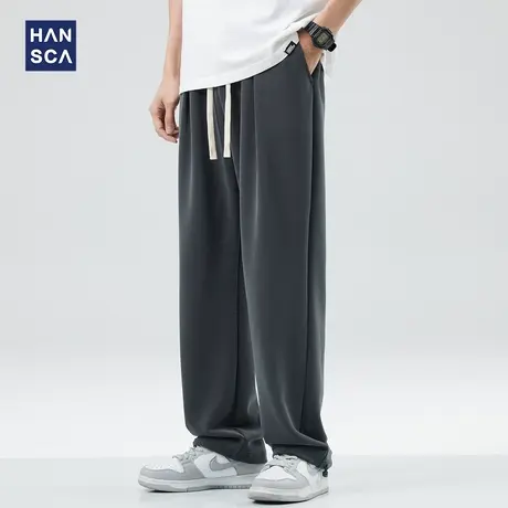 hansca铜氨丝直筒卫裤男夏季薄款宽松休闲阔腿垂感运动拖地长裤子商品大图