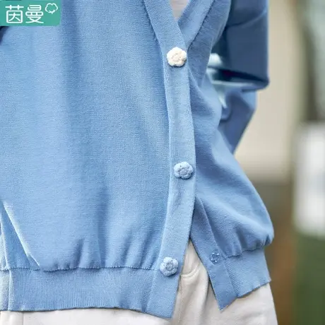 茵曼旗舰店上衣早春奶系高级感小众2023新款针织衫开衫女装薄款图片
