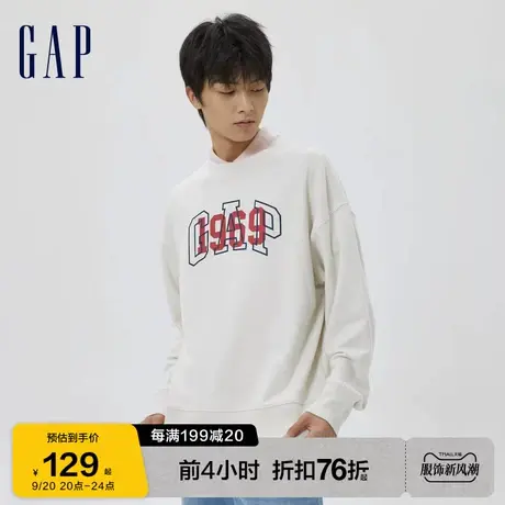 Gap男装秋季款LOGO法式圈织软卫衣602196运动洋气落肩时尚上衣图片
