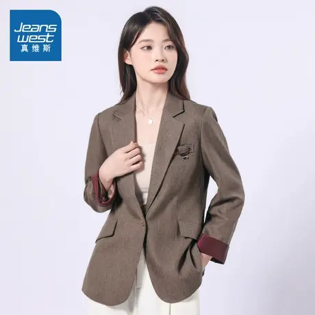 G8真维斯女装2025春季新款 休闲女西装外套通勤时尚宽松开衫外套图片