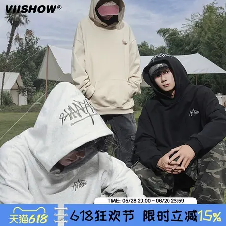 VIISHOW重磅字母连帽卫衣秋季新款美式高街痞帅休闲宽松情侣上衣图片