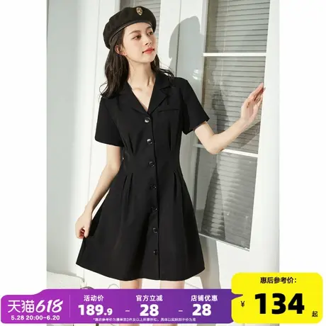 【黑色连衣裙】唐狮夏季连衣裙2024新款小个子裙子休闲气质女装r3图片