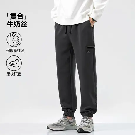 清仓特卖hansca复合牛奶丝休闲卫裤男2024年秋季新款320g束脚长裤图片