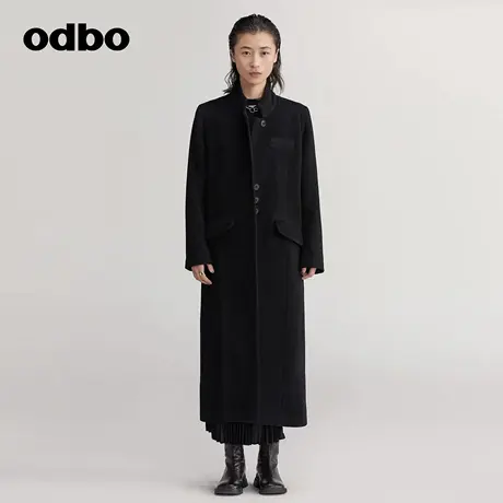 【商场同款】odbo/欧迪比欧羊毛呢大衣女冬季新款呢子外套图片