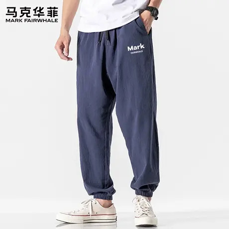 马克华菲夏季薄款运动裤男士休闲裤宽松纯棉蓝色裤子男款2025新款商品大图