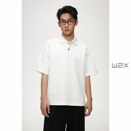 w2x2025夏季新款重磅短袖POLO衫男青年痞帅高级感保罗衫翻领T恤潮商品大图