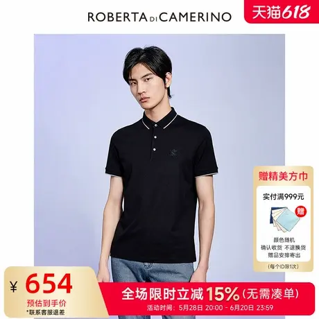 [桑蚕丝]ROBERTA诺贝达男装男士短袖POLO衫夏季新款休闲短袖T恤男商品大图