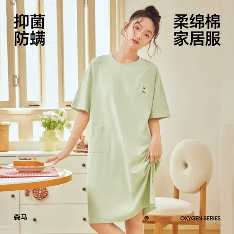 森马女士夏季睡裙女生圆领睡衣透气抑菌夏季居家2025新款小狗印花图片