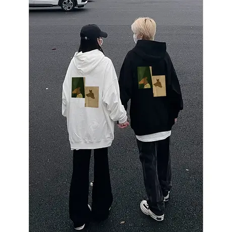 美式大码秋季带帽卫衣女oversize小众高街潮牌ins情侣装外套上衣商品大图