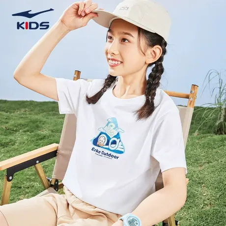 鸿星尔克童装女童短袖T恤2025年夏季新款儿童衣服男童透气圆领短t图片