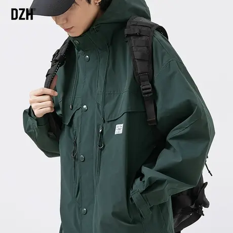 男士工装冲锋衣外套男春秋潮高级感2023新款户外运动上衣连帽夹克商品大图