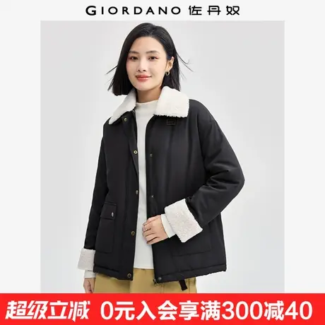 佐丹奴棉衣外套女时髦减龄可拆卸毛领工装口袋棉服夹克女05374723商品大图
