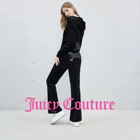 Juicy Couture橘滋休闲裤女2025年秋季新款零压弹力丝绒微喇长裤商品大图