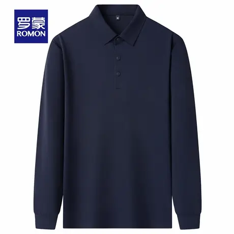罗蒙男士职业工装长袖POLO衫2025秋季新款百搭舒适亲肤保暖上衣男图片