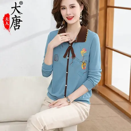 中老年秋装针织衫上衣女洋气装春秋时尚针织小衫外穿气质新款图片