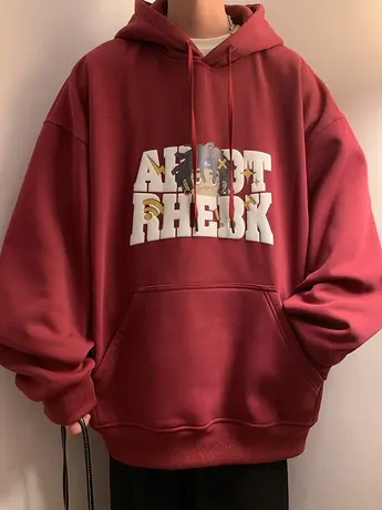 美式卡通发泡卫衣男秋冬季连帽重磅帽衫情侣宽松外套ins潮牌上衣商品大图