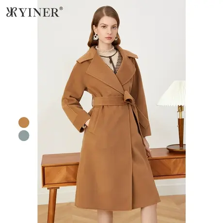 YINER音儿商场同款女装2021冬季新款纯羊毛毛呢外套商品大图