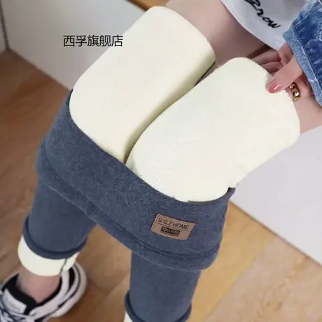 加绒打底裤女外穿2021秋冬韩版高腰显瘦小脚长裤大码保暖棉裤子商品大图