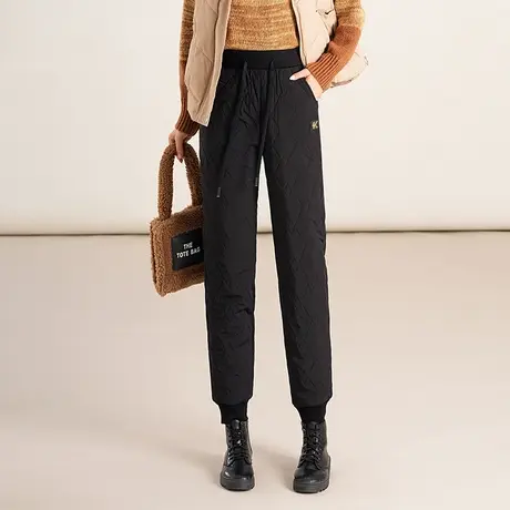 加厚哈伦裤女冬季2023新款松紧腰显瘦束脚九分靴裤休闲裤保暖棉裤商品大图