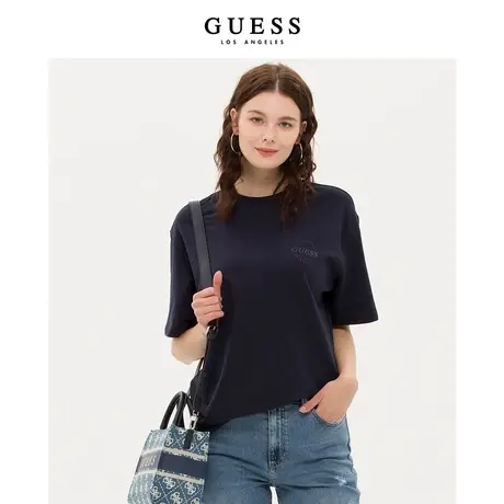 【38上新季】GUESS新无性别多彩廓形oversize简约字母重磅T恤上衣商品大图