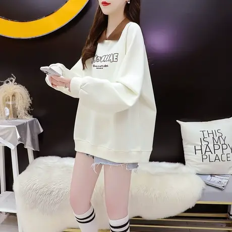 宽松休闲Polo领卫衣女2024年早春季新款时尚洋气减龄春秋薄款上衣图片